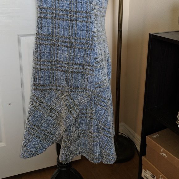 Blue Plaid Tweed Dress - Picture 3 of 5